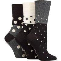 SOCKSHOP Gentle Grip Women's 3 Pair Patterned Bamboo Socks in Jet Black | Size: 4-8