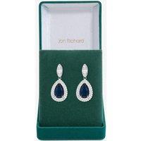 Jon Richard Women's Silver Cubic Zirconia Pear Drop Earrings in Blue