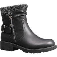 IVACHY Women's Super Comfy Cushioned English-Style Kitten Cuff Ribbed-Knit Ankle Boots in Black | Size: 7.5