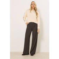Long Tall Sally Women's Tall Buckle Wide Leg Trousers in Chocolate | Size: 18L