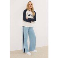 Long Tall Sally Women's Tall Stripe Wide Leg Trousers in Light Blue | Size: 18