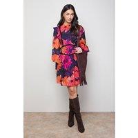 Oasis Women's Shirred Detail Fit & Flare Mini Dress in Floral | Size: 12