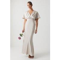 Coast Women's Batwing Sleeve Satin Fishtail Bridesmaid Dress in Champagne | Size: 12