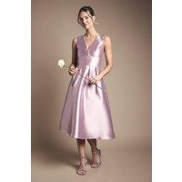Coast Women's Plunge Neck Structured Twill Midi Bridesmaid Dress in Mauve | Size: 14