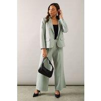 Wallis Women's Petite Pinstripe Wide Leg Trouser in Sage | Size: 10