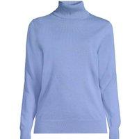 Lands' End Women's Fine Gauge Cotton Roll Neck Jumper in Pale Blue | Size: 10-12