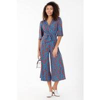 Jolie Moi Women's Cara Wrap Front Jersey Jumpsuit in Blue | Size: 8