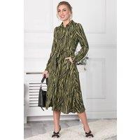 Jolie Moi Women's Shea Viscose Shirt Midi Dress in Green | Size: 16