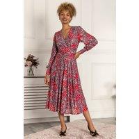 Jolie Moi Women's Vanessa Long Sleeved Mesh Dress in Red | Size: 8