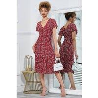 Jolie Moi Women's Stacy Cross Front Mesh Dress in Wine | Size: 12