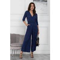 Jolie Moi Women's Giselle Wrap Front Jumpsuit in Blue | Size: 8