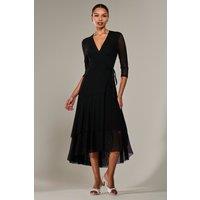 Jolie Moi Women's Mesh Wrap Midaxi Dress in Black | Size: 10
