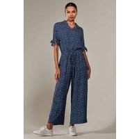 Jolie Moi Women's Wide Leg Half Sleeve Jumpsuit in Dark Navy | Size: 8