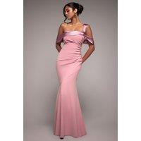 Goddiva Women's One Shoulder Satin Band Maxi Dress in Rose | Size: 16