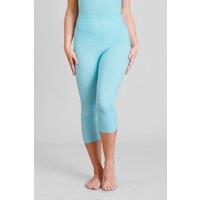 Enorsia Women's High Waisted Cropped Active Leggings in Aqua | Size: 16
