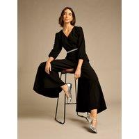 GWD by GEORGE W. DAVIES Women's Laura Black Palazzo Leg Jumpsuit | Size: 10