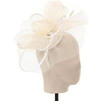 PEACH ACCESSORIES Women's Plain Delicate Mesh Loops & Feather Accents Fascinator in Ivory