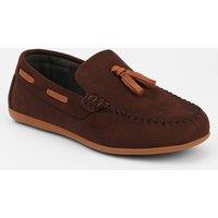 SIRRI Boy's Kids Suede Slip-On Penny Loafer Smart Casual Shoes in Brown | Size: 2.5