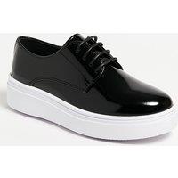SIRRI Boy's Kids Patent Derby Platform Lace Up Formal Shoes in Black | Size: 13