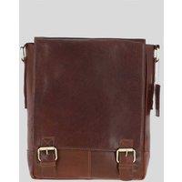 Ashwood Leather Men's Classic A4 Leather Flap-Over Messenger Bag in Tan