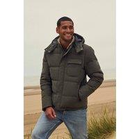 Animal Men's 'Fistral' Water Resistant Windproof Padded Plush Borg Lined Jacket in Khaki | Size: XS