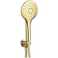 Bathroom Kingdom Menai Brushed Brass Round Hand Shower & Bracket in Gold