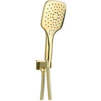 Bathroom Kingdom Menai Brushed Brass Square Hand Shower & Bracket in Gold