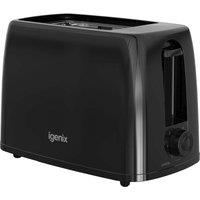 Igenix 2 Slice Toaster 650W, 6 Levels, Crumb Tray, Cord Storage, Black