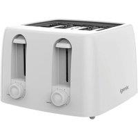 Igenix 4 Slice Toaster 1300W, 6 Levels, Wide Slots, Tray, Cord Storage, White