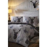 Portfolio Home Tartan Stag Print Duvet Cover Set in Grey | Size: Single