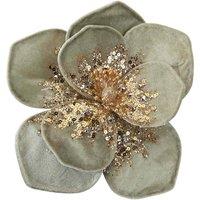VFM e-Store Christmas Velvet Flower Decoration 11cm x 11cm Green X 1 | Size: 11 cm x 11 cm