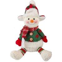 VFM e-Store Christmas Sitting Snowman Decoration Plush 19cm x 22.5cm White X 1 | Size: 19 cm x 22.5 cm