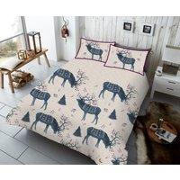 Smart Living Printed Polycotton Christmas Duvet Cover With Pillowcases in Mid Blue | Size: Double