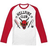 Stranger Things Hellfire Club Raglan Ls Long Baseball Tee, White/Red | Size: 2XL