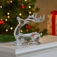 Marco Paul 14cm Clear Acrylic Sitting Reindeer Christmas Ornament | Size: 200g
