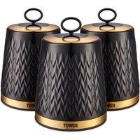 Tower T826091BLK Empire Set of 3 Canisters Black & Bronze