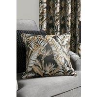 Laurence Llewelyn-Bowen 'Paradise Palm' Jacquard Palm Leaf Filled Cushion in Black | Size: 43 cm x 43 cm