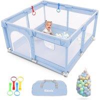 Kidoola Baby Playpen with Padded Frame & Mesh Walls (127x127x65cm) - Small in Blue | Size: 127 x 127 x 65 cm