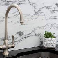 D-C-Fix Marble Grey Self Adhesive Vinyl Wall Tiles Pack of 6 (0.56sqm) in White | Size: 300mm x 300mm