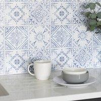 D-C-Fix Vintage Blue Self Adhesive Vinyl Wall Tiles Pack of 6 (0.56sqm) | Size: 300mm x 300mm