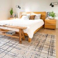 Kukoon Grey Striped Beige Abstract Soft Pile Living Room Area Rug | Size: 60 cm x 240 cm