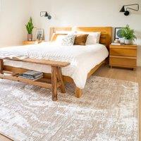 Kukoon Beige Marbled Abstract Pattern Soft Pile Living Room Area Rug | Size: 60 cm x 240 cm