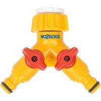 Hozelock Dual Tap Connector in Bright Yellow