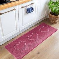 Nicoman PVC Spaghetti Heart Embossed Hallway Kitchen Entrance Runner Rug 150cm x 60cm in Pink | Size: 60 cm x 150 cm