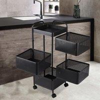 Hygrad Built to Survive 4 Tier Rolling Multi-purpose Metal Rotating Rolling Free Standing Detachable Mesh Potato/Fruits/Vegetable Storage Baskets