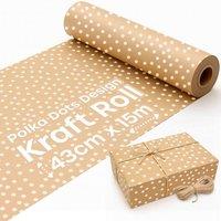 volila 15M Christmas Wrapping Paper for Gifts with Polkadots Design in Brown