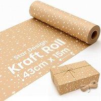 volila 15M Christmas Wrapping Paper for Gifts with Stars Design in Brown