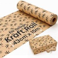 volila 15M Christmas Wrapping Paper for Gifts with Elk Design in Brown