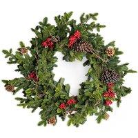 Shatchi Christmas Wreath 60cm PE Material Door Wreath for Festive in Green | Size: 600mm