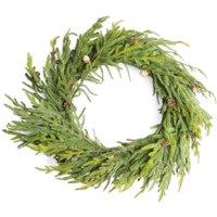 Shatchi Araucaria Wreath Set 80cm Hanging Wreaths PE Green Wreath for Decor | Size: 800mm